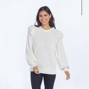 SummerSalt Ruffle Sleeve Knit Sweater white